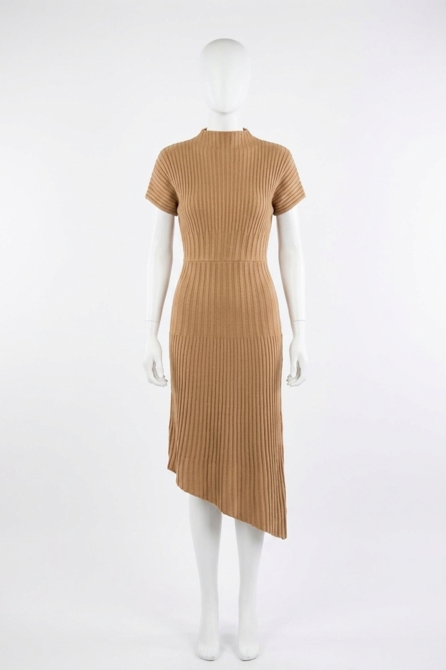 NEW ABLE asymmetrical sweater midi dress in beige